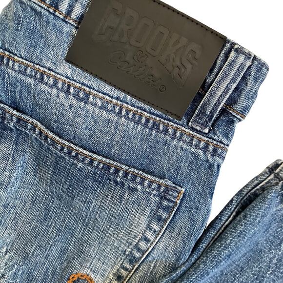 Crooks & Castles Men's Straight Jeans Waist 30  - Distressed Blue - Picture 6 of 10